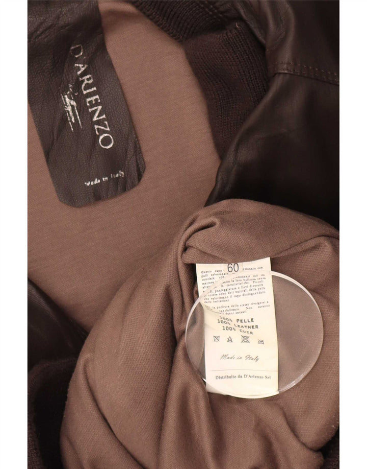 Vintage męska kurtka skórzana IT 60 5XL brązowa