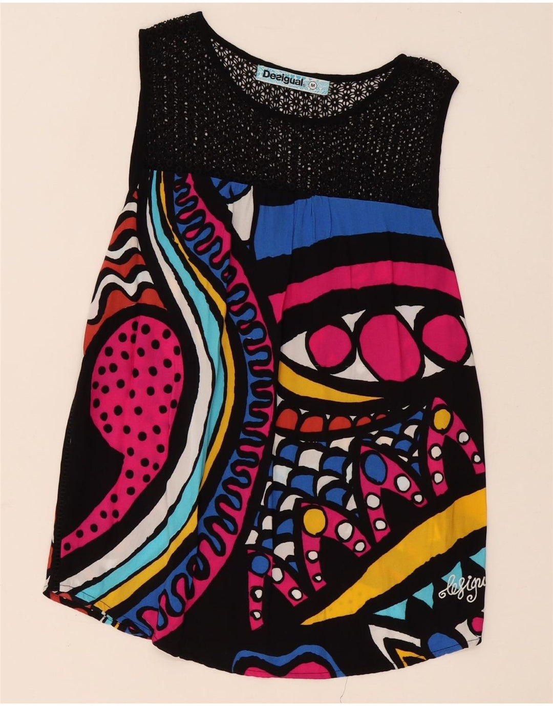 Damska tunika z grafiką Desigual UK 14, średnia, wielokolorowa, geometryczna