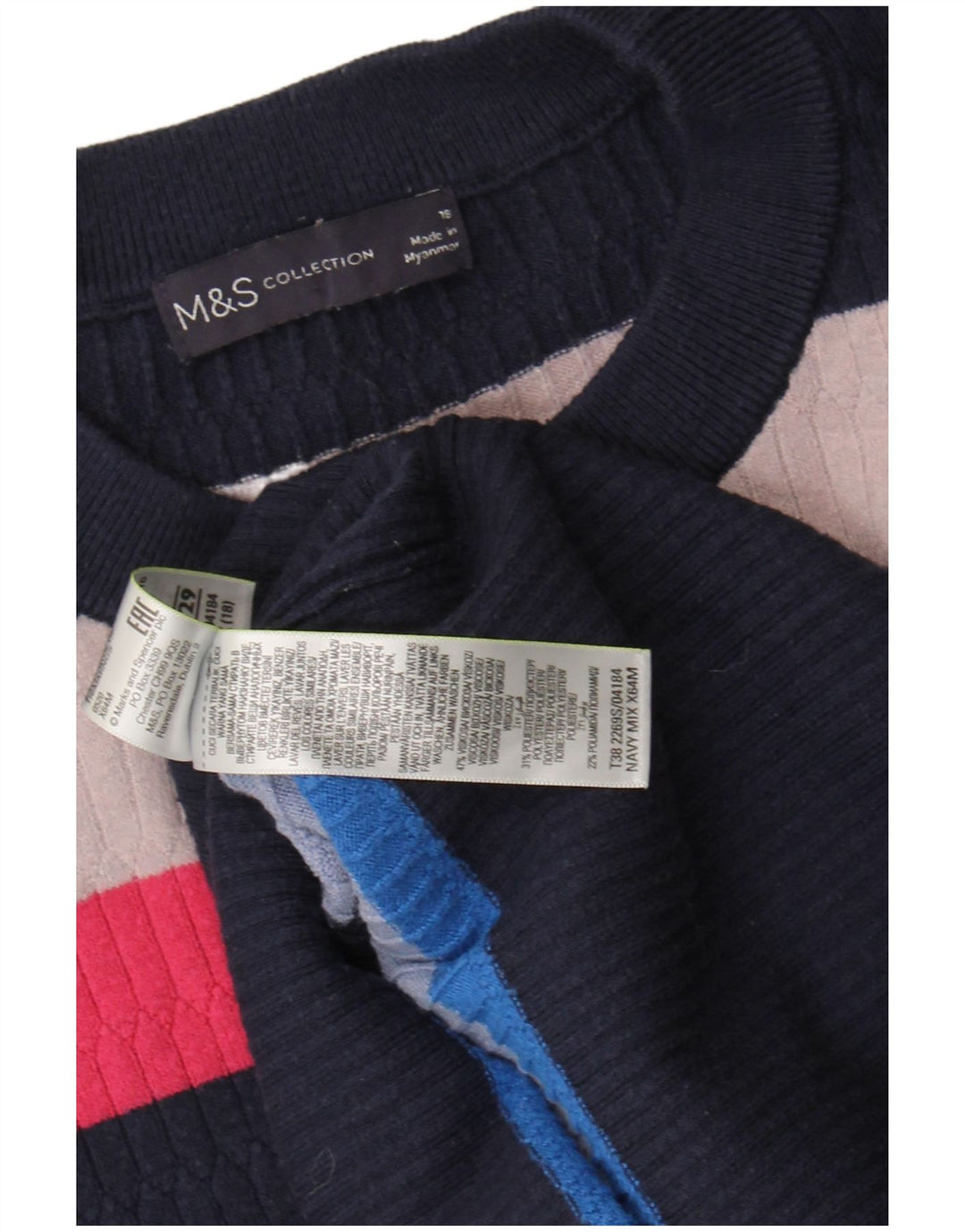 Marks & Spencer Damski sweter z okrągłym dekoltem, UK 18 XL, wielokolorowy