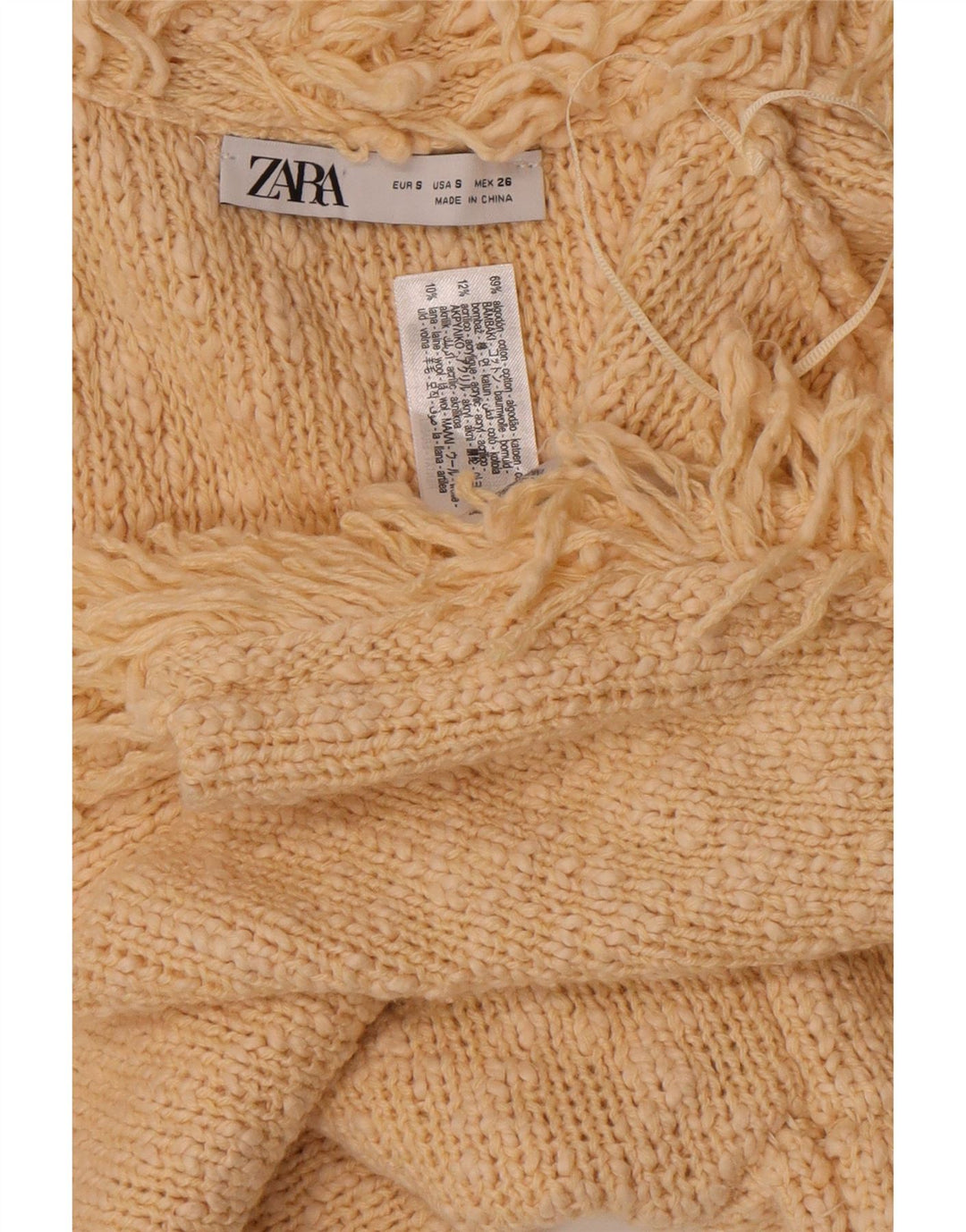 Zara Damski sweter rozpinany, mały, z białej bawełny