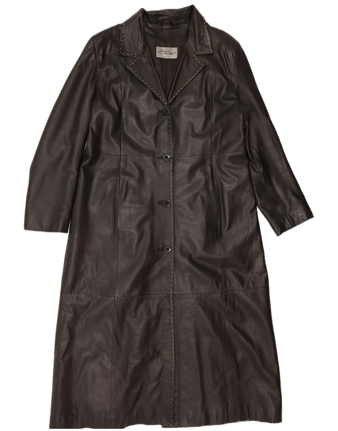 Vintage damski płaszcz skórzany UK 18 XL czarna skóra