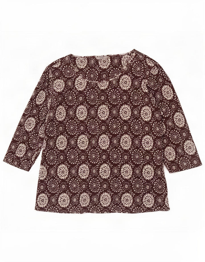 Marks & Spencer Damski top z abstrakcyjnym wzorem, rękaw 3/4, UK 20 2XL, brązowy