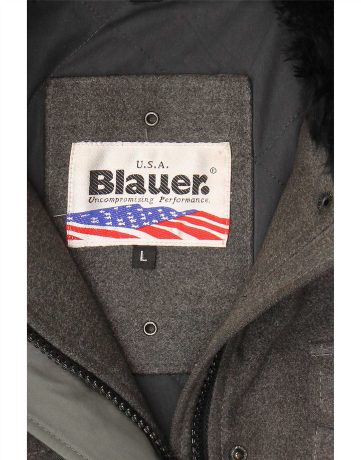 Damski płaszcz wiatrówkowy Blauer UK 16, duży, szary poliester