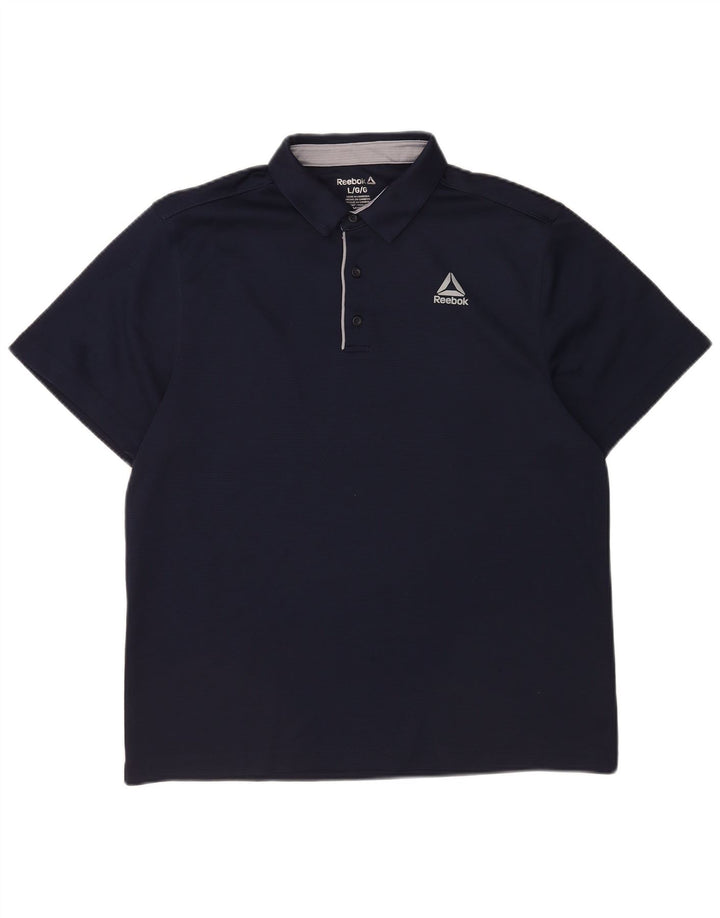 Męska koszulka polo Reebok, duża, granatowa, z poliestru