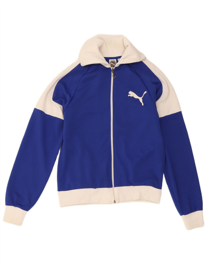 Męska bluza dresowa Puma z grafiką, mała, niebieska, poliestrowa z blokami kolorów