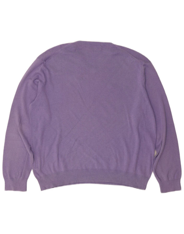 Polo Ralph Lauren Męski sweter z dekoltem w kształcie litery V XL, fioletowa bawełna