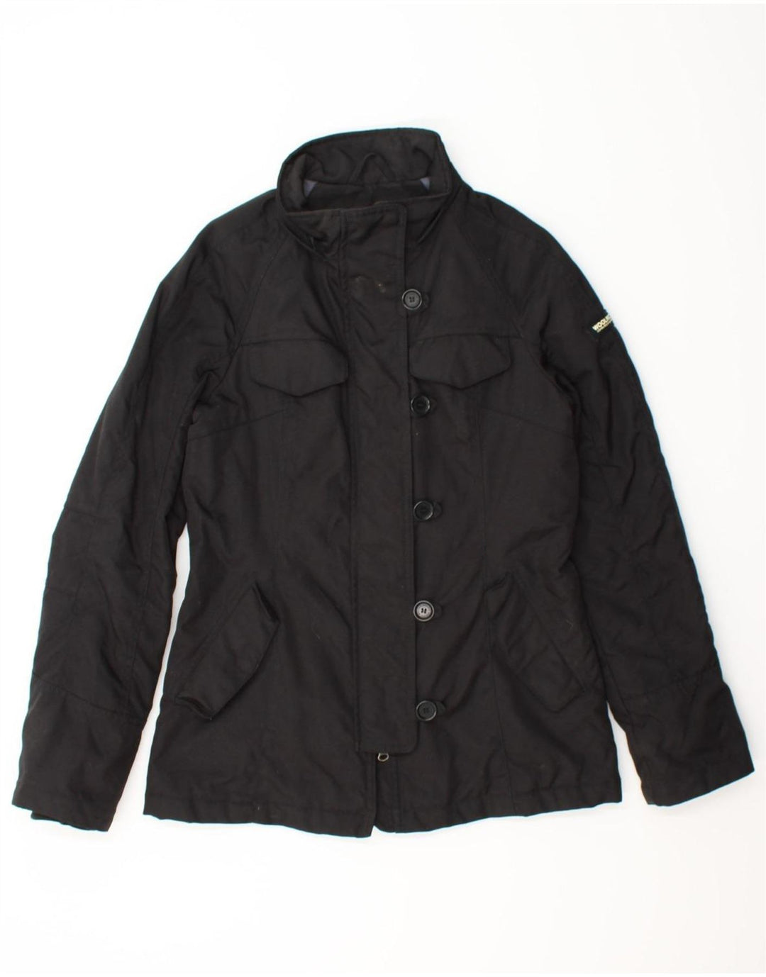 WOOLRICH Womens Windbreaker Jacket UK 10 Small Black Nylon Vintage Woolrich and Second-Hand Woolrich from Messina Hembry 