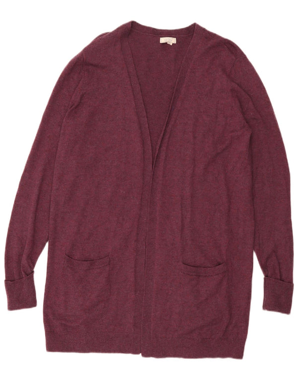 Sweter damski Fat Face Longline z otwartym kardiganem UK 14, duży, fioletowy, wełniany