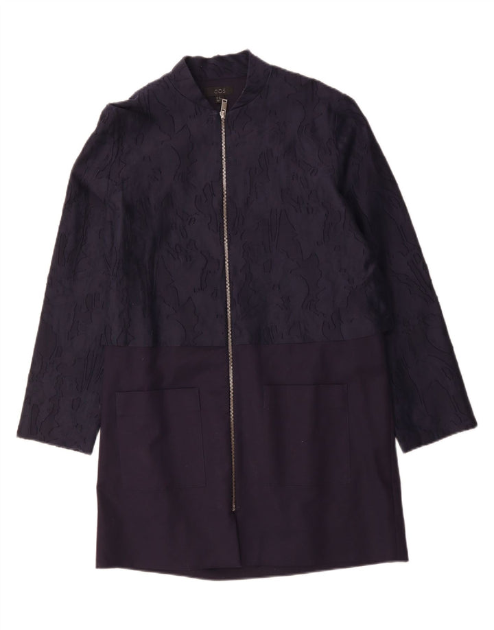 COS Płaszcz damski EU 40 Średni granatowy, bawełniany kamuflaż