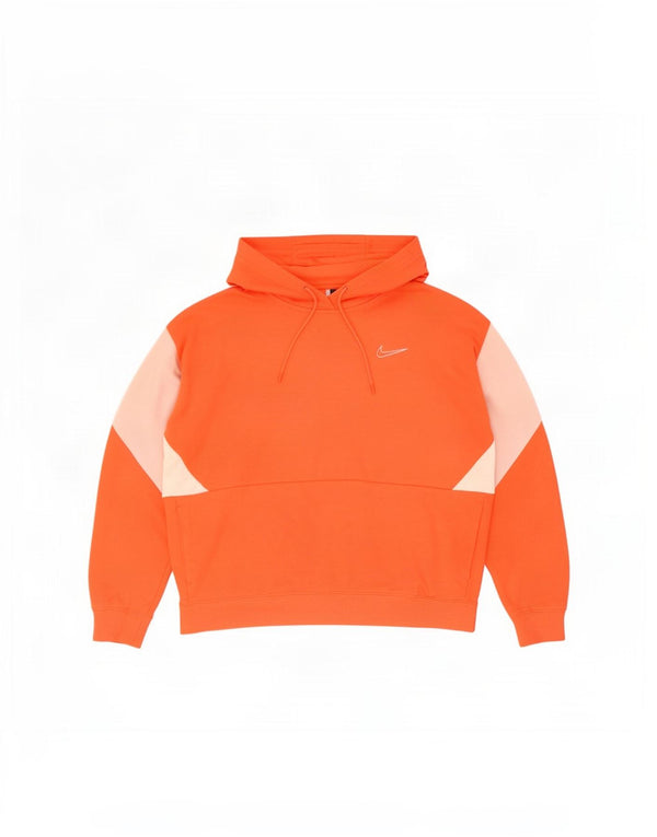 Damski sweter oversize z kapturem Nike UK 16, duży, pomarańczowy, bawełniany z blokami kolorów