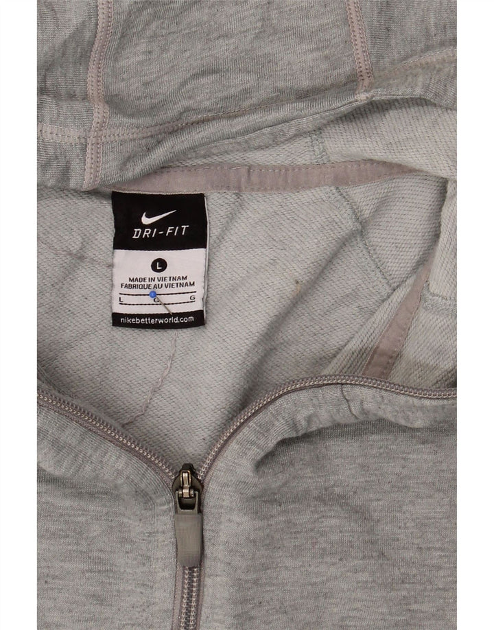 NIKE Womens Dri Fit Zip Hoodie Sweater UK 16 Large Grey Polyester Vintage Nike and Second-Hand Nike from Messina Hembry 
