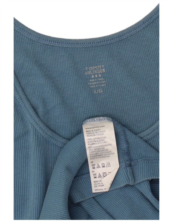 Top damski pod kamizelkę Tommy Hilfiger UK 14, duży, niebieski, bawełniany