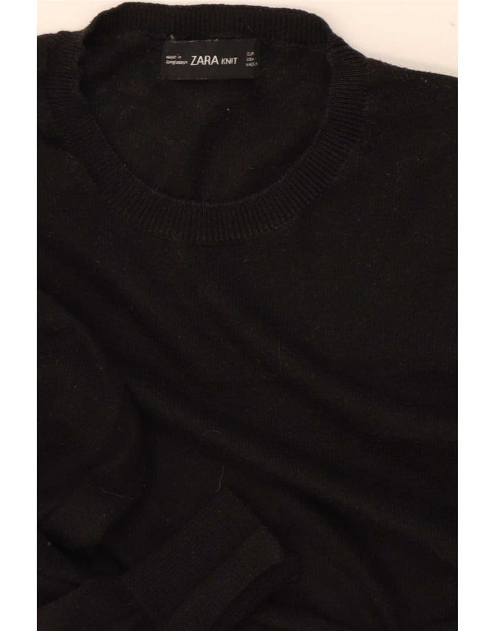 Damski sweter Zara z okrągłym dekoltem UK 12, średni czarny
