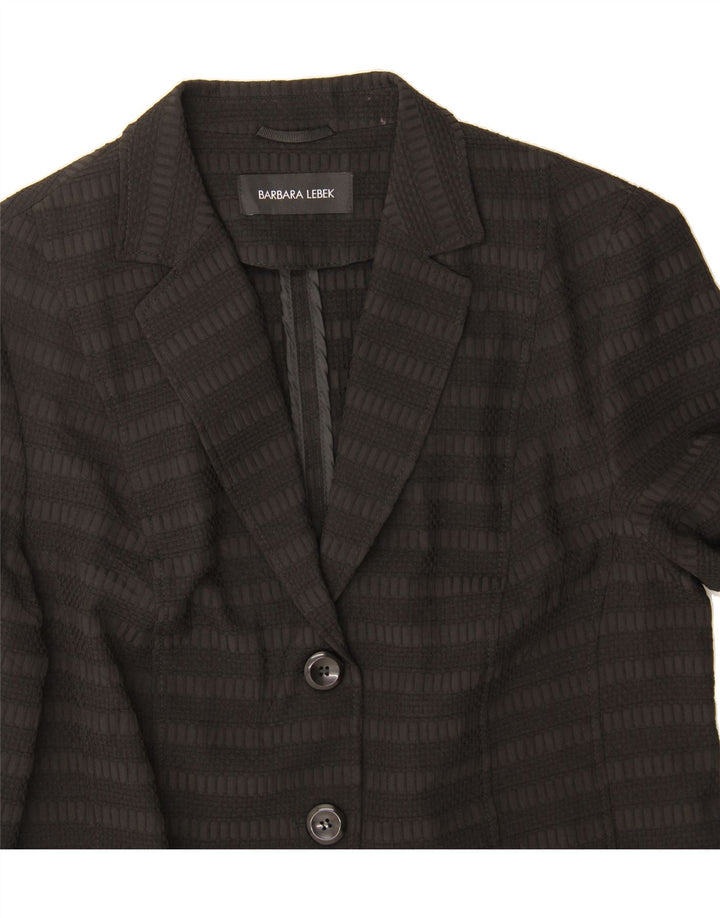 BARBARA LEBEK Womens 3 Button Blazer Jacket UK 16 Large Black Striped Vintage Barbara Lebek and Second-Hand Barbara Lebek from Messina Hembry 