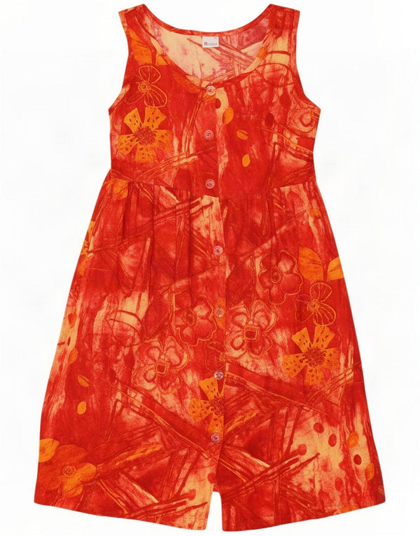 Vintage damska sukienka koszulowa bez rękawów UK 12 Medium Red Floral
