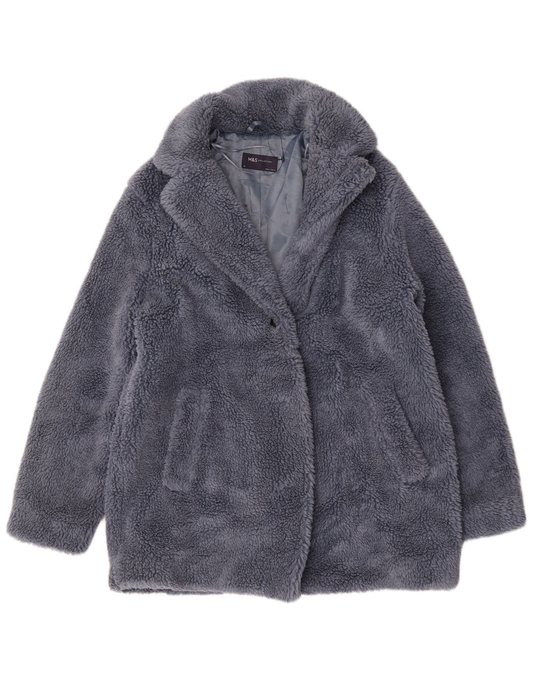 Marks & Spencer Damski płaszcz ze sztucznego futra oversize UK 12, średni szary