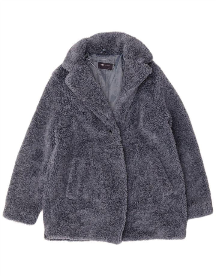 Marks & Spencer Damski płaszcz ze sztucznego futra oversize UK 12, średni szary