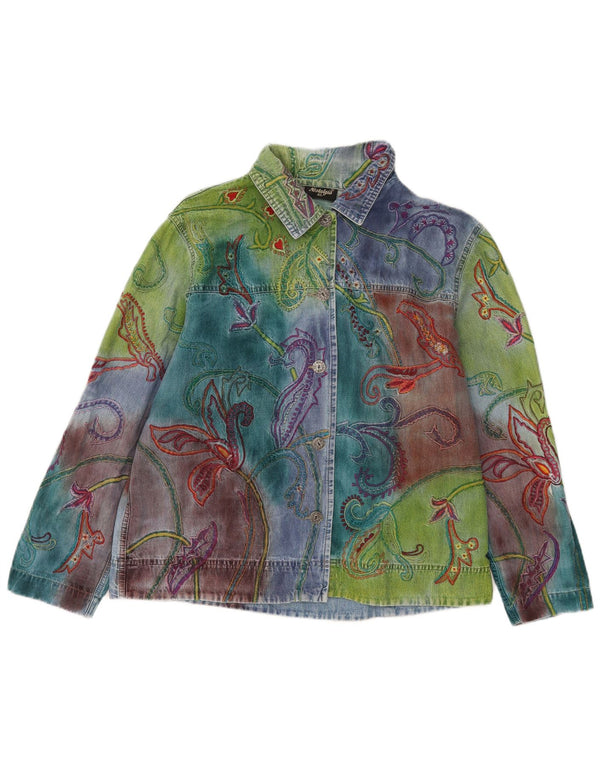 Damska kurtka dżinsowa Nostalghia UK 18 XL, wielobarwna bawełna Paisley