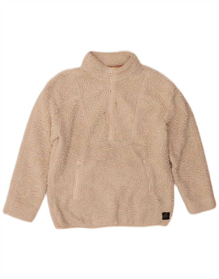 Damski sweter polarowy Joules Oversize z zamkiem błyskawicznym, UK 8, mały, beżowy poliester