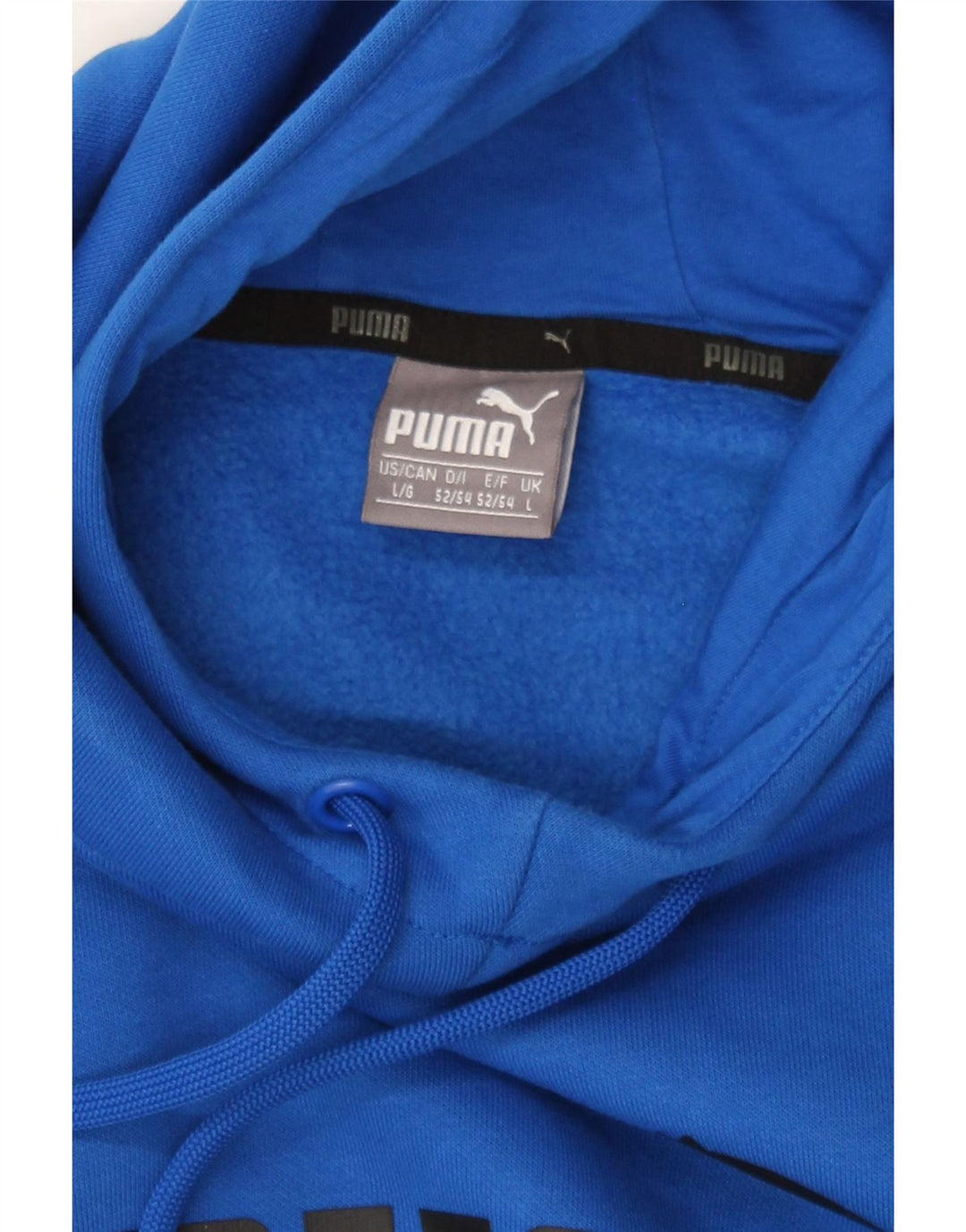 PUMA Mens Graphic Hoodie Jumper Large Blue Vintage Puma and Second-Hand Puma from Messina Hembry 