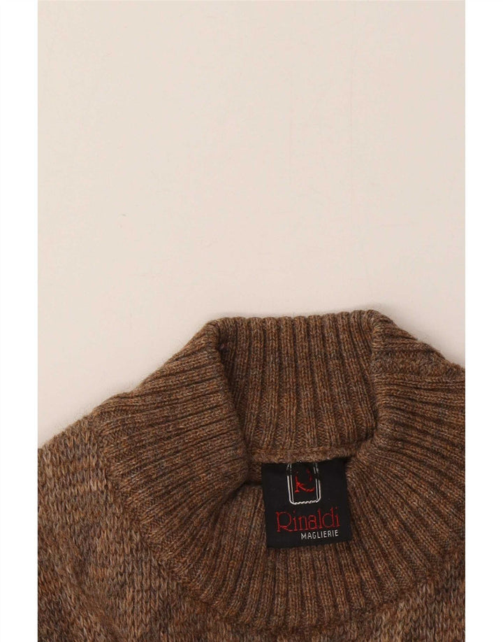 Męski sweter w geometryczne wzory Rinaldi Średni brąz w geometrycznym stylu