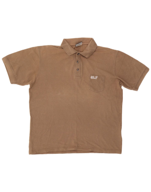 Męska koszulka polo Jack Wolfskin UK 40/42, duża, beżowa, bawełniana