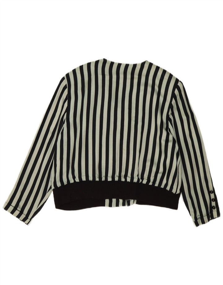 Damska bluzka koszulowa w stylu vintage EU 44 XL, wiskoza w zielone paski