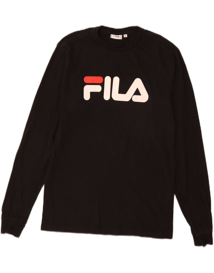 Męski graficzny top Fila z długim rękawem XS, czarny, bawełniany