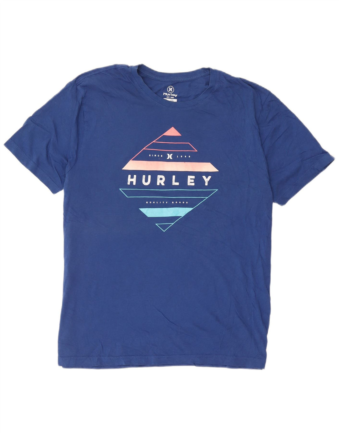 Męski T-shirt z grafiką Hurley, duży, niebieski, bawełniany