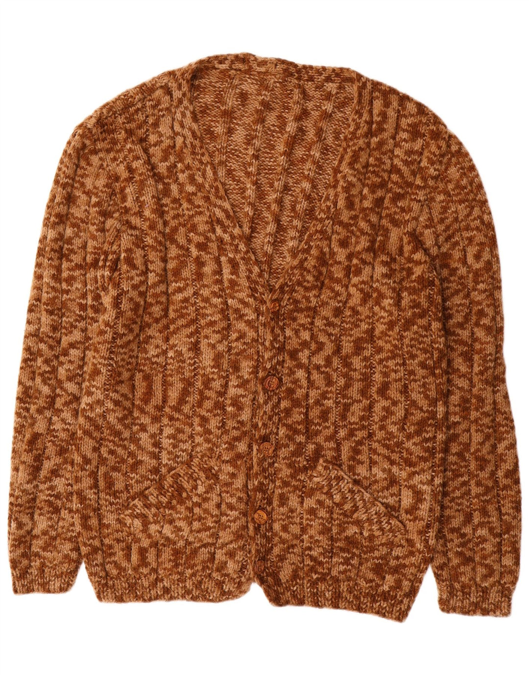Vintage męski sweter rozpinany XL, brązowy, nakrapiany