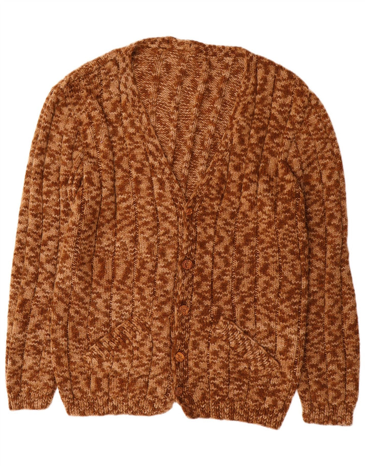 Vintage męski sweter rozpinany XL, brązowy, nakrapiany