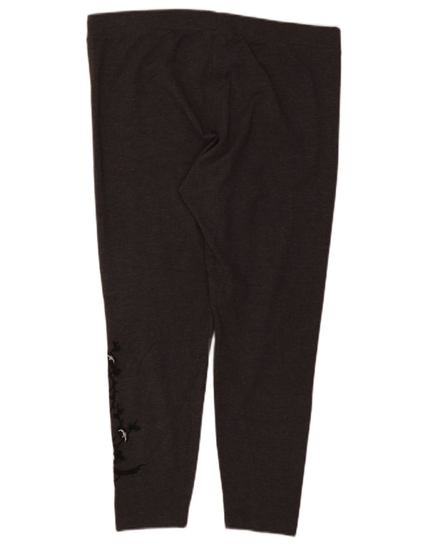 Damskie legginsy Marks & Spencer UK 18 XL, szara, bawełniana w kwiaty