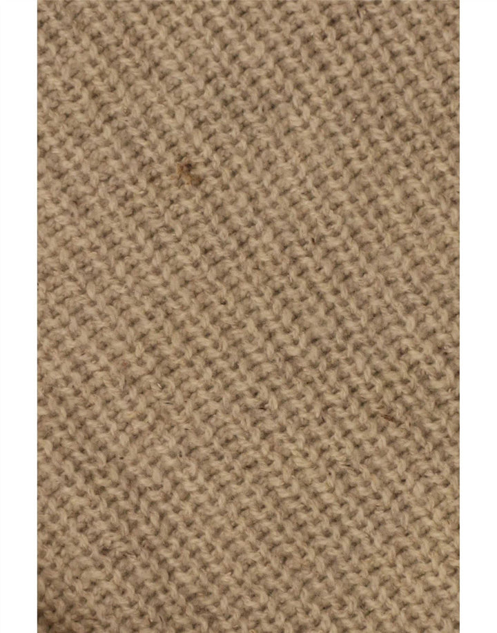 Vintage męski sweter z wywijanym dekoltem, duży, beżowy