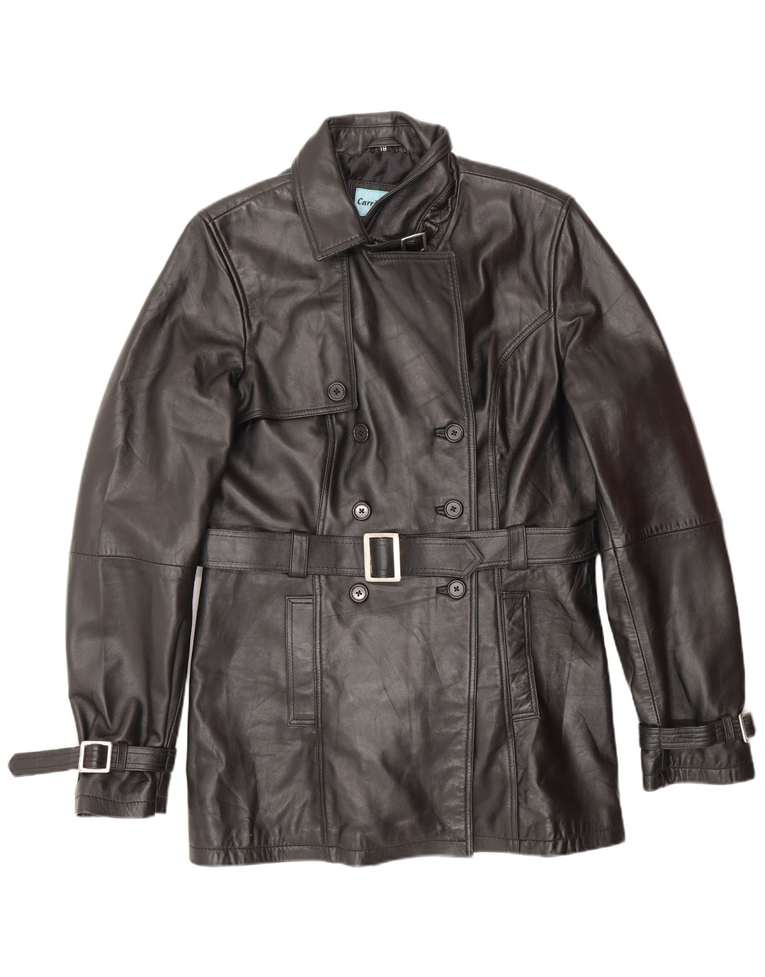 Damska kurtka dwurzędowa CARRIE HOXTON UK 18 XL, czarna skóra