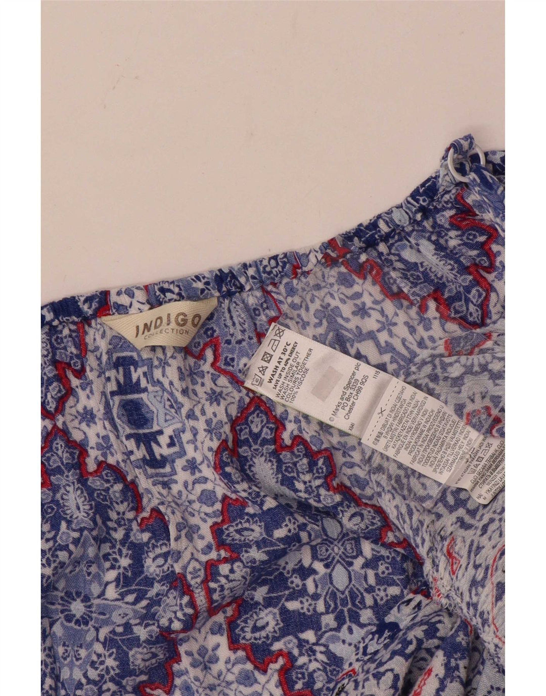 Marks & Spencer Damski top z odkrytymi ramionami w kolorze indygo, UK 14, duży, niebieski w kwiaty