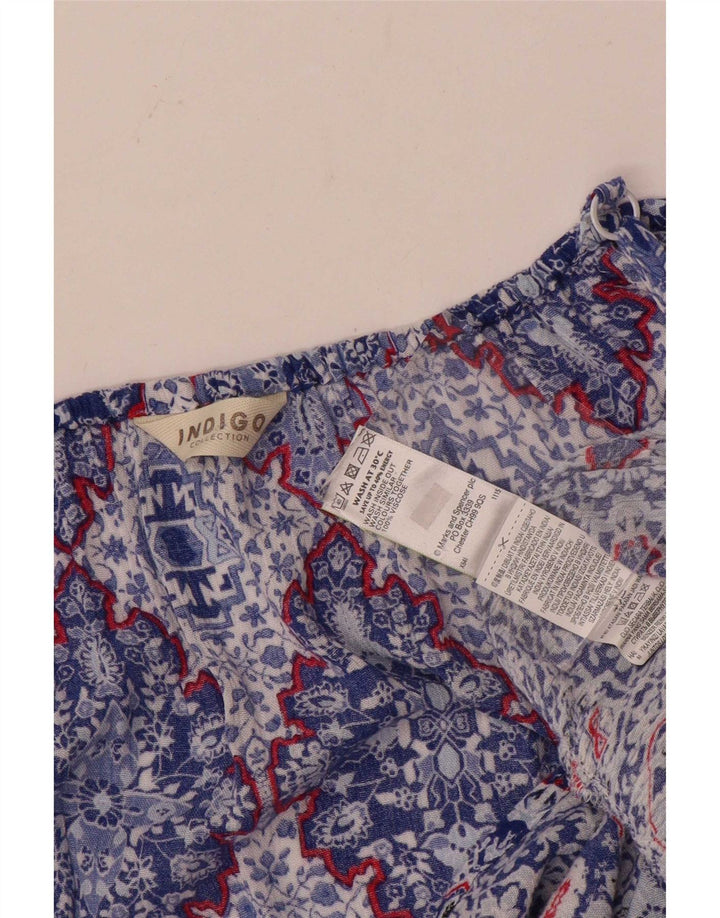Marks & Spencer Damski top z odkrytymi ramionami w kolorze indygo, UK 14, duży, niebieski w kwiaty