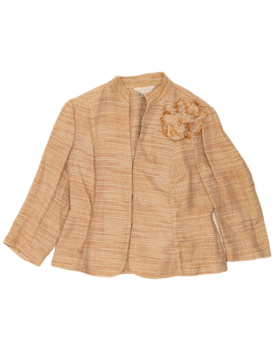 Damska marynarka Zara z rękawem 3/4 EU 44 XL, beżowa, lniana