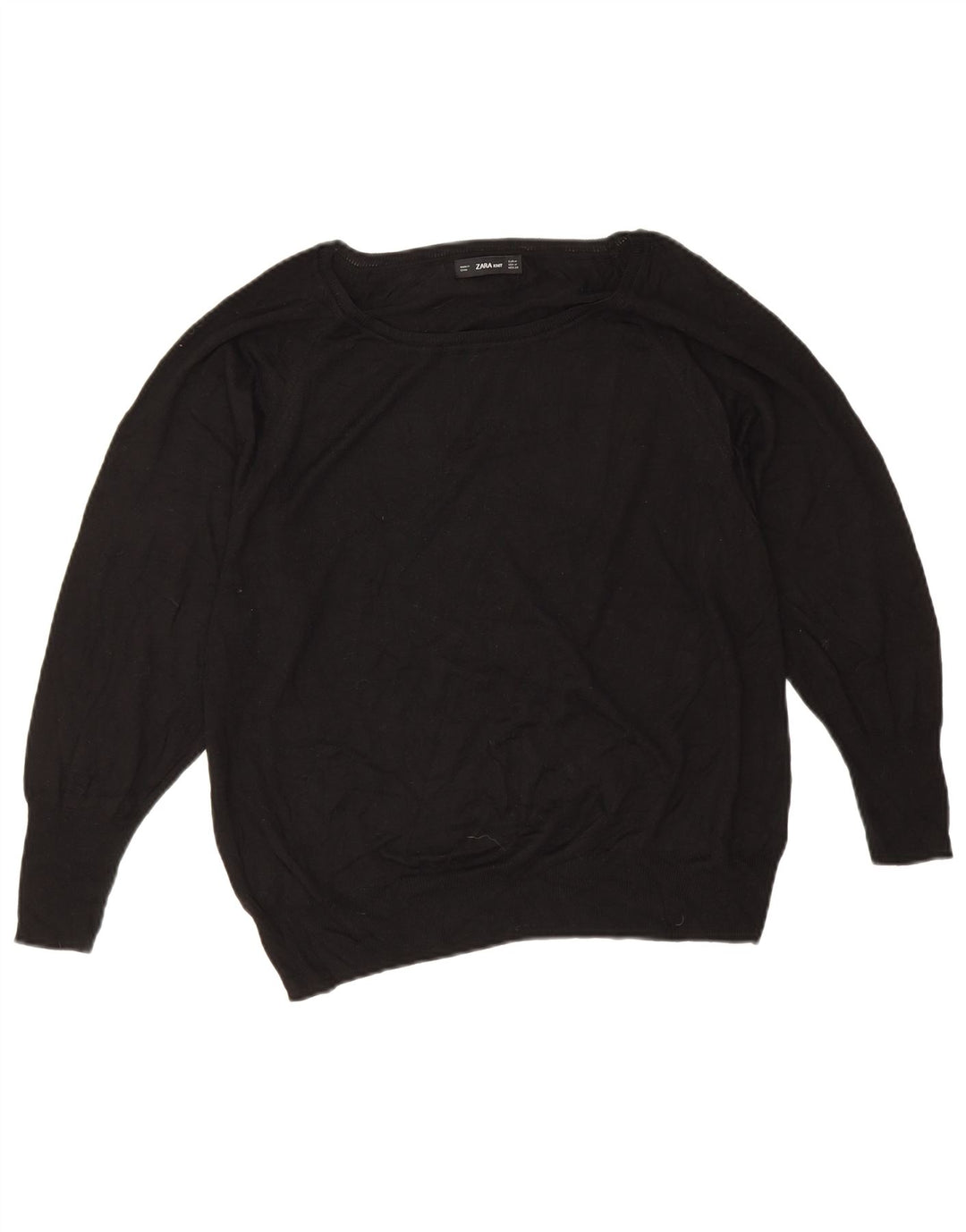 Damski sweter oversize z dekoltem w łódkę Zara UK 14, średni czarny