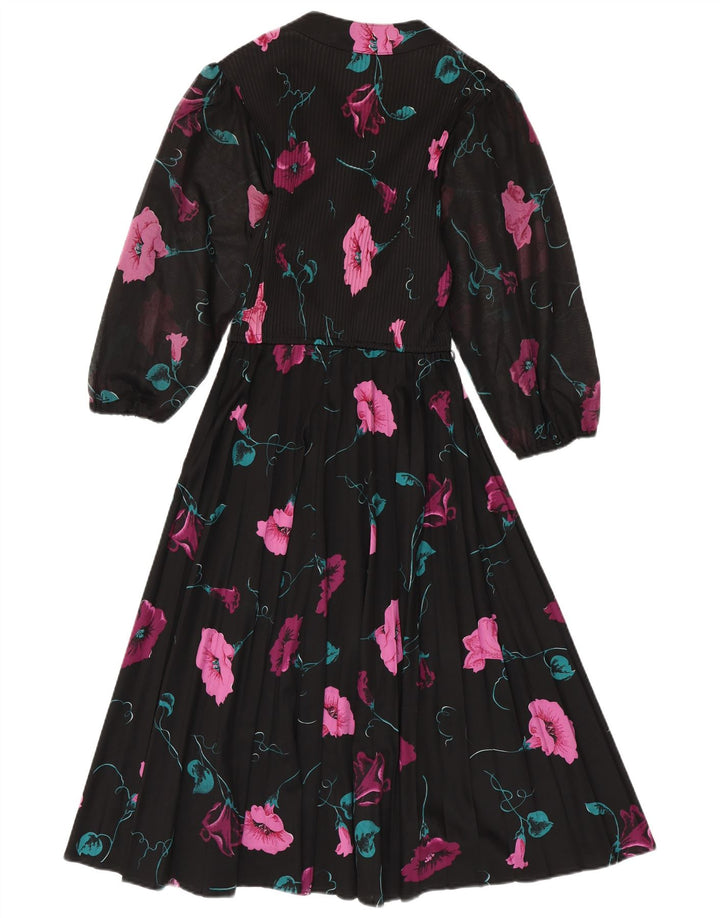 Damska sukienka maxi z rękawem 3/4 C&A, EU 40, średni czarny, kwiatowy poliester