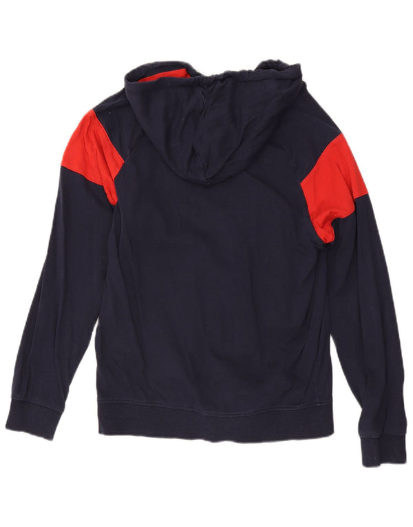 Damski sweter z kapturem i zamkiem Diadora UK 10, mały, granatowy, bawełniany z blokami kolorów