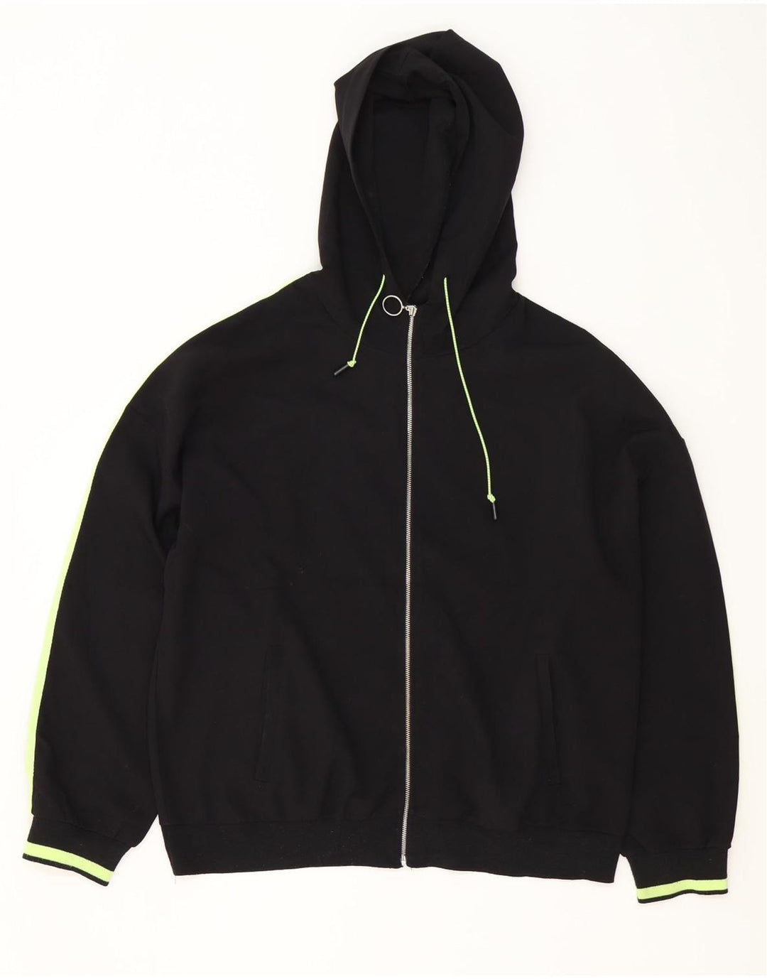 Damski sweter oversize z kapturem i zamkiem ZARA UK 16, duży, czarny poliester