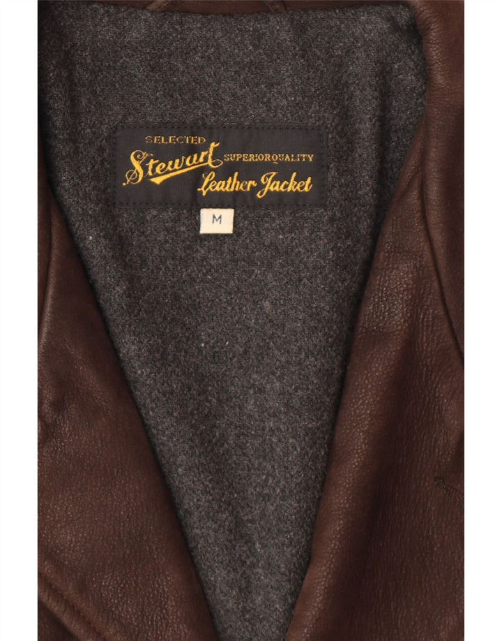 Męska kurtka skórzana STEWART UK 38 Średniobrązowa skóra