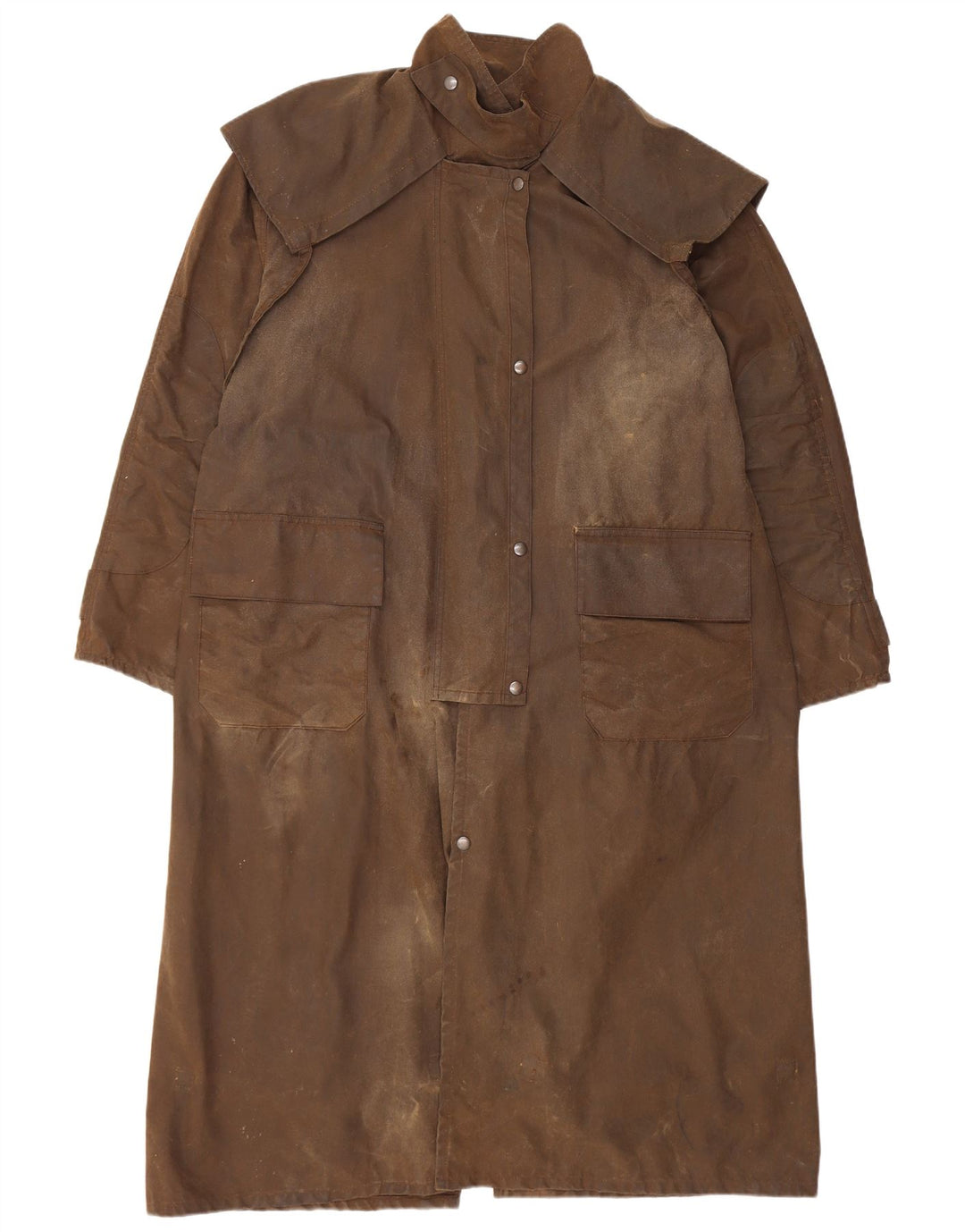 Vintage męski płaszcz z woskowanej bawełny UK 40, duży brązowy