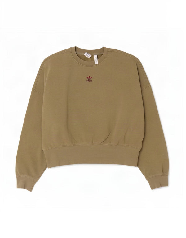 Adidas Womens Graphic Oversized Sweatshirt Jumper UK 6 XS Khaki Cotton