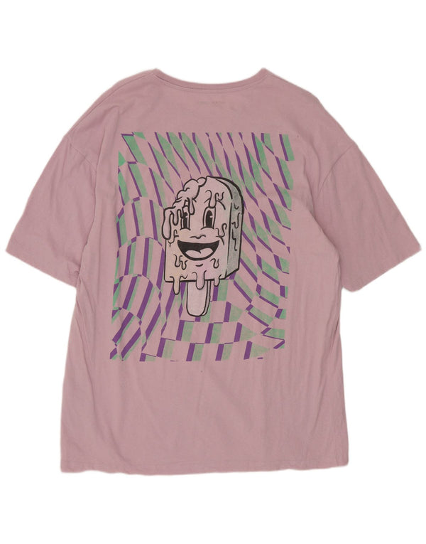 Męski T-shirt z grafiką Jack & Jones, duży, różowy, bawełniany