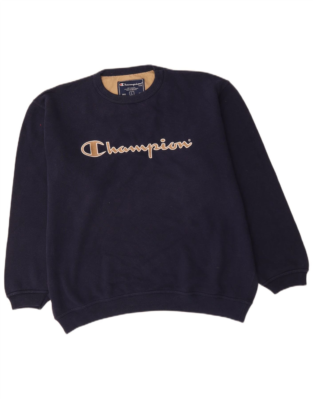 Męski sweter z grafiką Champion, duży, granatowy, bawełniany