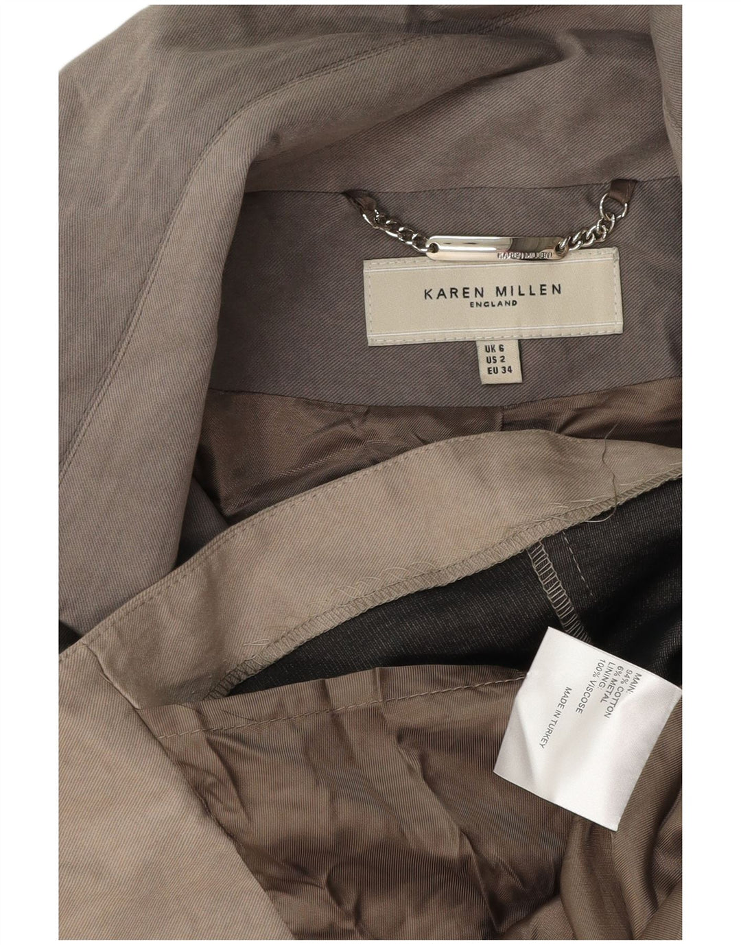 KAREN MILLEN Damski trencz UK 6 XS Szara bawełna