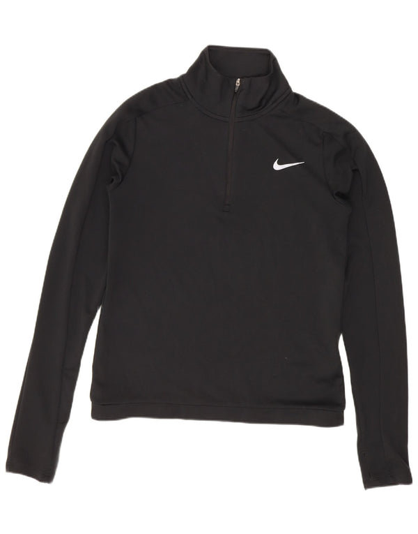 Damska koszulka Nike Dri Fit z luźnym zamkiem i długim rękawem, UK 6 XS, czarny poliester