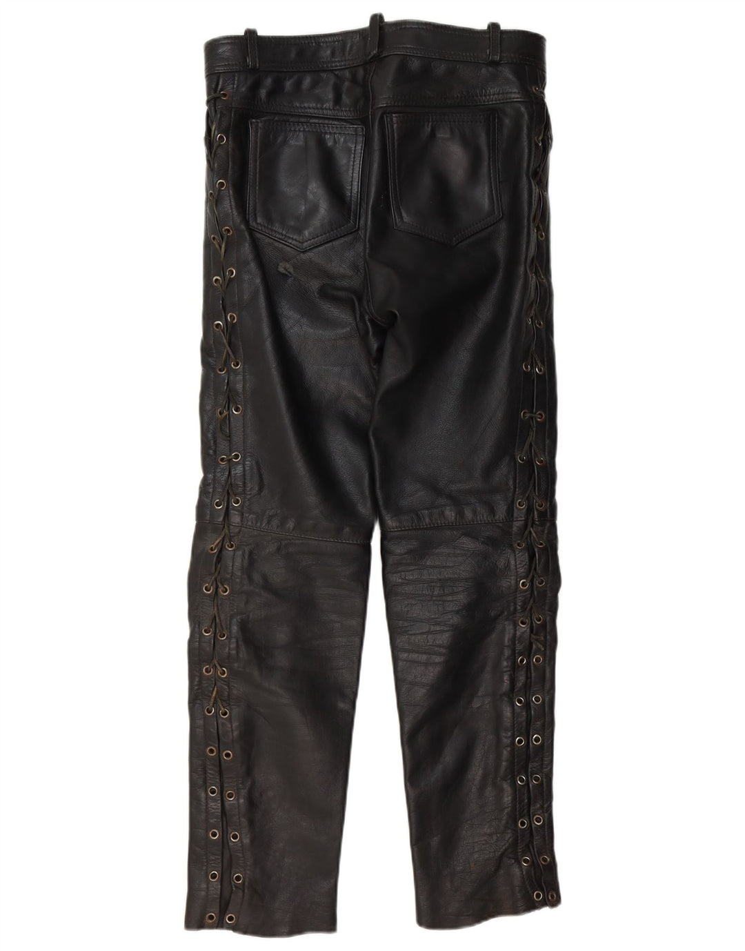 Proste skórzane spodnie męskie VINTAGE W30 L30 czarne