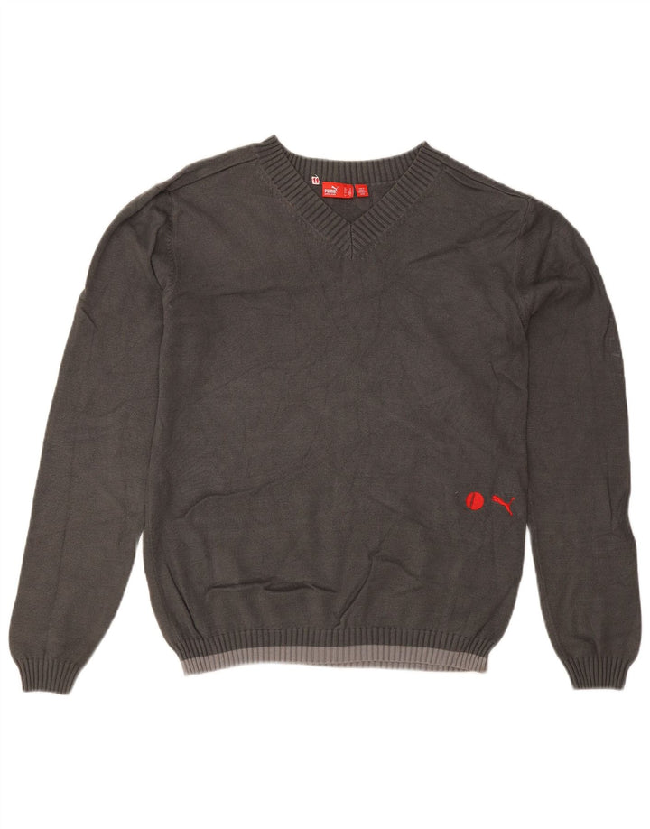 Męski sweter Puma z dekoltem w kształcie litery V, średnioszara wiskoza